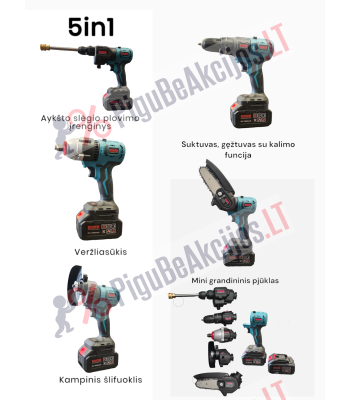 Daugiafunkcinis akumuliatorinis įrankis 5in1 BOXER BX-191