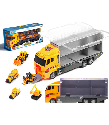 Transporterio sunkvežimis TIR paleidimo įrenginys + metaliniai automobiliai statybinės mašinos
