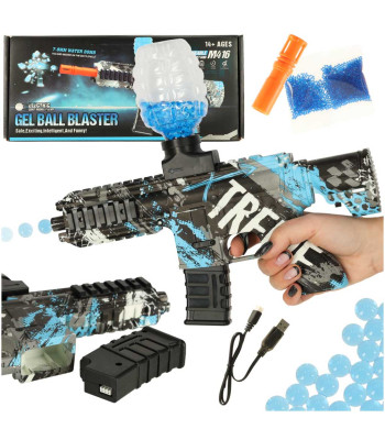 Vandens šautuvas mėlynas gelio kamuoliukų pistoletas USB baterija maitinamas 550 vnt. 7-8 mm