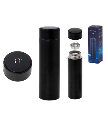 "Thermos" puodelis smart LED 500ml, juodas