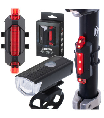 LED dviračių žibintų galinis-priekinis komplektas USB