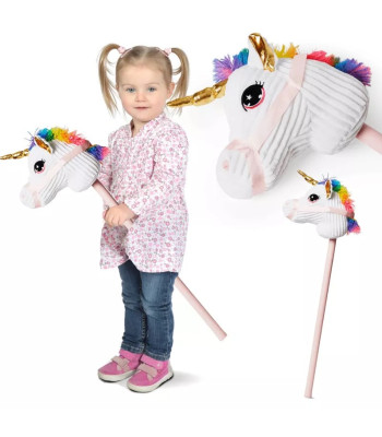 Hobby horse vienaragio galva ant lazdos, pliušinė 78 cm