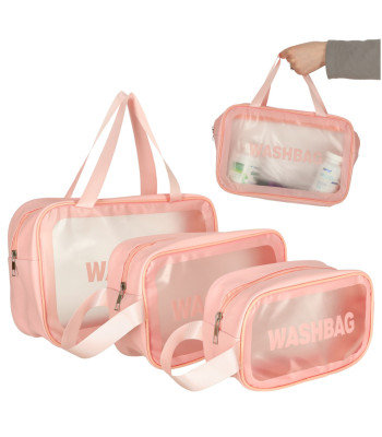 Kosmetikos krepšelių rinkinys rožinės spalvos