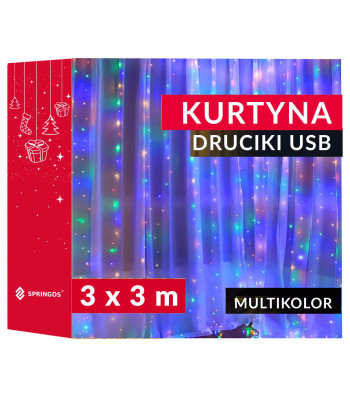 Springos CL4098 Šviesos užuolaida 300 LED 3 x 3 m