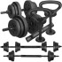 Hantelių Springos FA1671, 20 kg reguliuojamas komplektas: grifas + kettlebell