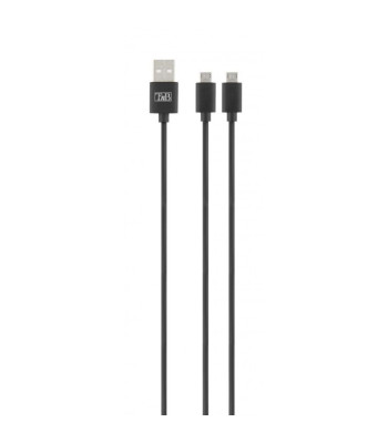 TnB dvigubas microUSB laidas - USB, 1m, juodas