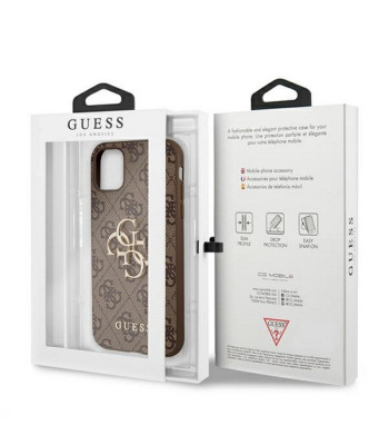 Guess dėklas skirtas iPhone 12 / 12 Pro 6,1 GUHCP12M4GMGBR rudas kietas dėklas 4G Big Metal Logo