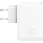 Baseus sieninis įkroviklis GaN5 Pro PD 100W 1x USB-C 1x USB white+ USB-C - USB-C