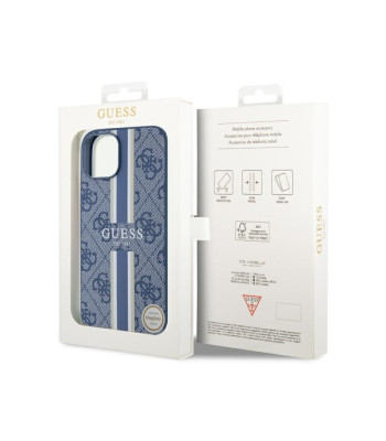 Guess telefono dėklas  iPhone 14 6,1 GUHMP14SP4RPSB blue hardtelefono dėklas Magsafe 4G Printed Stripes