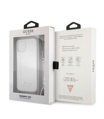 Guess telefono dėklas  iPhone 12 / 12 Pro 6,1 GUHCP12MKC4GSSI transparent hard telefono dėklas 4G silver Chain