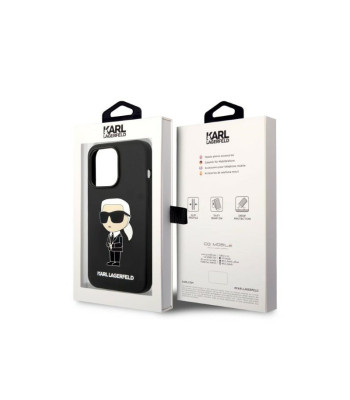 Karl Lagerfeld dėklas iPhone 14 Pro 6,1 KLHMP14LSNIKBCK black harddėklas Silikoninis Ikonik Magsafe