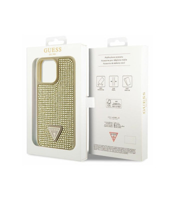 Guess telefono dėklas  iPhone 14 Pro Max 6,7 GUHCP14XHDGTPD gold dėklas Rhinestone Triangle