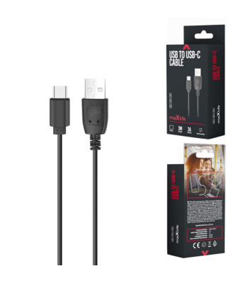 Maxlife kabelis USB - USB-C 3,0 m 2A black