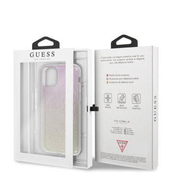 Guess dėklas iPhone 11 Pro GUHCN58PCUGLGPI rožinio aukso kietas dėklas Glitter Gradient