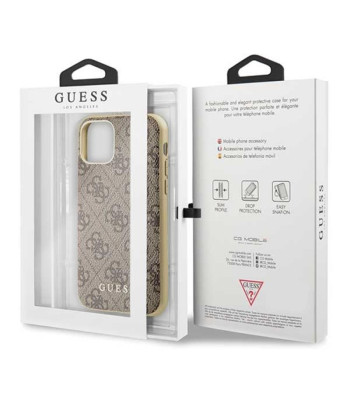 Guess dėklas iPhone 11 GUHCN61G4GB rudas kietas dėklas 4G Collection