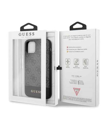 Guess dėklas skirtas iPhone 11 GUHCN61G4GLGR pilkas kietas dėklas 4G PU metalinis logotipas