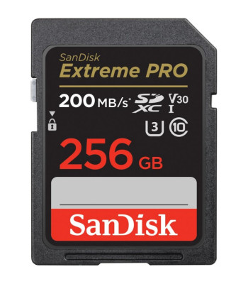 „SanDisk“ atminties kortelė 256 GB SDXC Extreme Pro 200 / 140 MB/s C10 V30 UHS-I U3