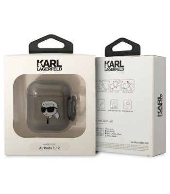 Karl Lagerfeld dėklas Airpods 1 / 2 KLA2HNIKTCK black Karl`s Head