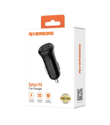 Riversong automobilinis pakrovėjas Safari P5 2x USB- 3,1A juodas CC41C