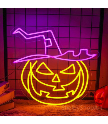 Neoninė PLEXI LED PUMPKIN WITCH violetinė oranžinė FPNE17 Forever Light