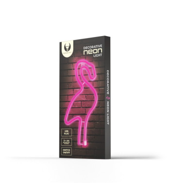 Neoninis LED šviestuvas Flamingo rožinis šikšnosparnis + USB FLNE18 Forever Light