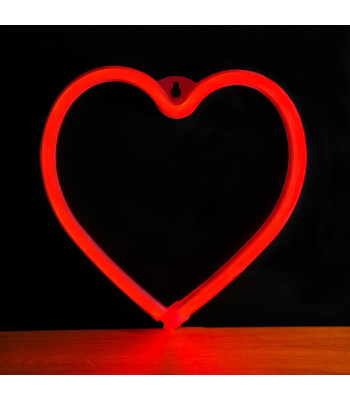 Neoninė LED lemputė HEART raudona Šikšnosparnis + USB FLNEO7 Forever Light