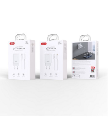 XO wall įkroviklis CE25 PD 25W 1x USB-C white + cable USB-C - USB-C