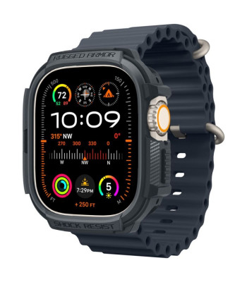 Spigen Rugged Armor dėklas for Apple Watch Ultra 1 / 2 (49 mm) dark grey