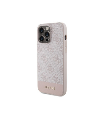 Guess dėklas for iPhone 14 Pro 6,1 GUHCP14LG4GLPI pink HC PC/TPU 4G PU BOTTOM STRIPE