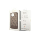 Guess dėklas for iPhone 14 Pro Max 6,7 GUHCP14XG4GLBR brown PC/TPU 4G PU dėklas with Bottom Stripe Metal Logo