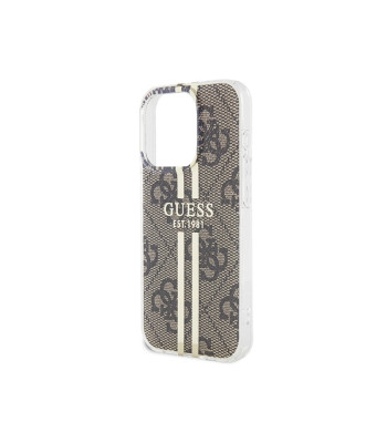 Guess dėklas for iPhone 15 Pro 6,1 GUHCP15LH4PSEGW brown HC IML 4G GOLD STRIPE