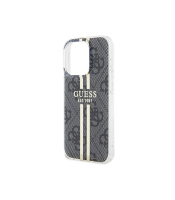 Guess dėklas for iPhone 15 Pro Max 6,7 GUHCP15XH4PSEGK black HC IML 4G GOLD STRIPE