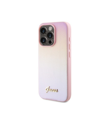 Guess dėklas for iPhone 14 Pro Max 6,7 GUHCP14XPSAIRSP pink HC PU SAFFIANO IRIDESCENT SCRIPT