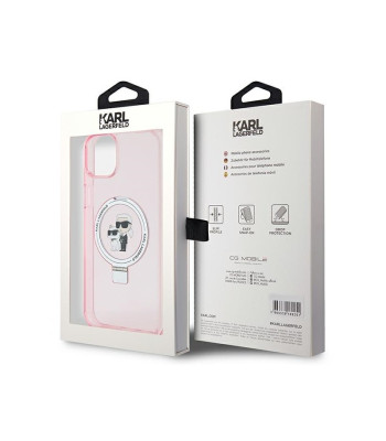 Guess dėklas for iPhone 15 Plus 6,7 KLHMP15MHMRSKCP pink C MAGSAFE RINGSTAND KC