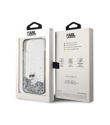 Karl Lagerfeld dėklas for iPhone 15 Plus 6,7 KLHCP15MLKCNSK KARL HC LIQ. GLITTER C TRANSPARENT