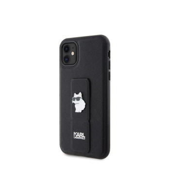 Karl Lagerfeld dėklas for iPhone 11 KLHCN61GSACHPK HC GRIPSTAND SAFFIANO CHOUPETTE PINS BLACK