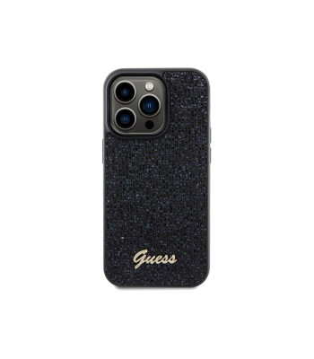 Guess dėklas for  iPhone 14 Pro 6,1 GUHCP14LPMSDGSK HC PU DISCO SCRIPT METAL BLACK