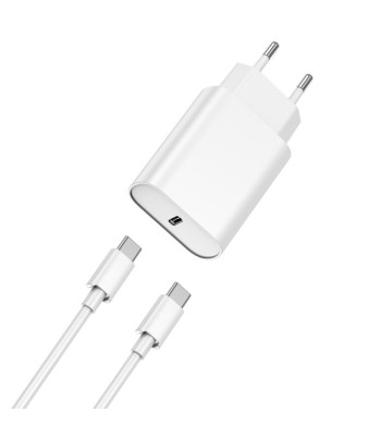 WIWU wall įkroviklis Wi-U001 PD 20W 1x USB-C white + cable USB-C - USB-C