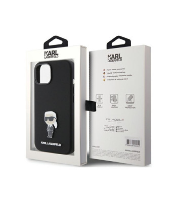 Karl Lagerfeld dėklas for iPhone 15 Plus 6,7 KLHCP15MSMHKNPK black HC SILICONE IKONIK METAL PIN