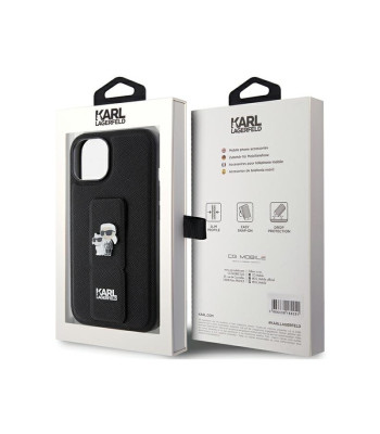 Karl Lagerfeld dėklas for iPhone 15 Plus 6,7 KLHCP15MGSAKCPK black HC GRIPSTAND SAFFIANO KC PINS