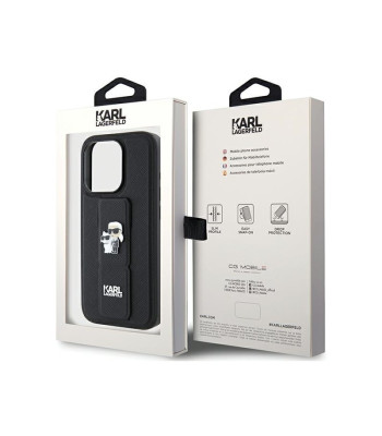 Karl Lagerfeld dėklas for iPhone 15 Pro 6,1 KLHCP15LGSAKCPK black HC GRIPSTAND SAFFIANO KC PINS