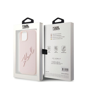 Karl Lagerfeld dėklas for iPhone 15 6,1 KLHCP15SSKSBMCP pink HC SILICONE KARL SCRIPT LOGO