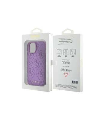 Guess dėklas for iPhone 15 6.1 GUHCP15SP4EPMU purple harddėklas Leather 4G Stamped