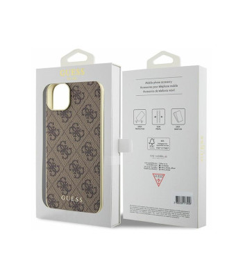 Guess dėklas for iPhone 15 Plus 6.7 GUHCP15SGF4GBR brown harddėklas 4G Charms Collection