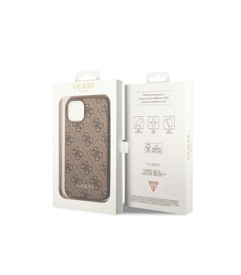 Guess dėklas for iPhone 15 Plus 6.7 GUHCP15MG4GFBR brown hard dėklas 4G Metal Gold Logo