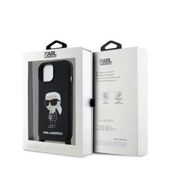 Karl Lagerfeld dėklas for iPhone 15 6,1 KLHCP15SSCBSKNK harddėklas black Crossbody Silicone Ikonik