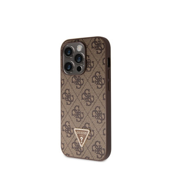 Guess dėklas for iPhone 15 Pro 6,1 GUHCP15LP4TDSCPW brown harddėklas Crossbody 4G Metal Logo