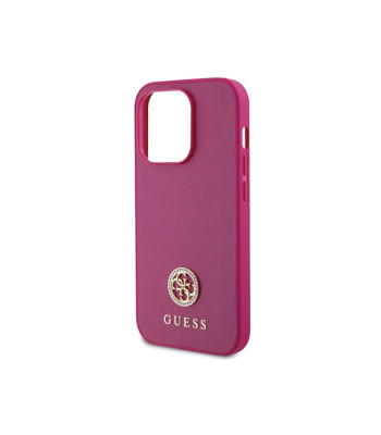 Guess dėklas for iPhone 15 Pro Max 6,7 GUHCP15XPS4DGPP pink HC PU 4G Metal Logo Strass