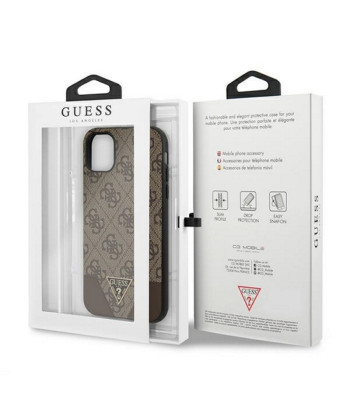 Guess dėklas for iPhone 11 GUHCN61PU4GHBR brown hard dėklas 4G Triangle Collection