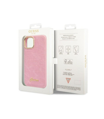 Guess dėklas for iPhone 14 Plus 6,7 GUHCP14MHGCRHP pink harddėklas Croco Collection